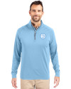 View image 1: Pittsburgh Steelers Monochromatic Cutter & Buck Adapt Recycled Soft Knit Stretch  Mens Quarter Zip Pullover Atlas Light Blue Front