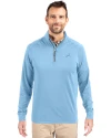 Detroit Lions Monochromatic Cutter & Buck Adapt Recycled Soft Knit Stretch  Mens Quarter Zip Pullover Atlas Light Blue Front Thumbnail Image