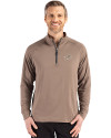 Detroit Lions Monochromatic Cutter & Buck Adapt Recycled Soft Knit Stretch  Mens Quarter Zip Pullover Mushroom Front Thumbnail Image