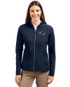 New England Patriots Mono Cutter & Buck Adapt Eco Knit Hybrid Recycled Womens Full Zip Jacket Navy Blue Front Thumbnail Image