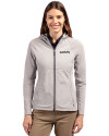 New Orleans Saints Mono Cutter & Buck Adapt Eco Knit Hybrid Recycled Womens Full Zip Jacket Polished Medium Gray Front Thumbnail Image