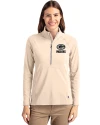 Green Bay Packers Mono Cutter & Buck Adapt Eco Knit Stretch Recycled Womens Half Zip Pullover Wheat Front Thumbnail Image