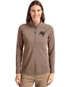 Tampa Bay Buccaneers Mono Cutter & Buck Adapt Eco Knit Stretch Recycled Womens Half Zip Pullover Mushroom Front Thumbnail Image