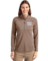 New York Giants Mono Cutter & Buck Adapt Eco Knit Stretch Recycled Womens Half Zip Pullover Mushroom Front Thumbnail Image