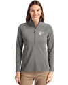 Kansas City Chiefs Mono Cutter & Buck Adapt Eco Knit Stretch Recycled Womens Half Zip Pullover Elemental Grey Front Thumbnail Image