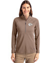 Kansas City Chiefs Mono Cutter & Buck Adapt Eco Knit Stretch Recycled Womens Half Zip Pullover Mushroom Front Thumbnail Image