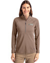 Seattle Seahawks Mono Cutter & Buck Adapt Eco Knit Stretch Recycled Womens Half Zip Pullover Mushroom Front Thumbnail Image