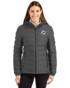 Miami Dolphins Mono Cutter & Buck Mission Ridge Repreve® Eco Insulated Womens Puffer Jacket Elemental Grey Front Thumbnail Image