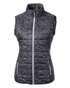 Los Angeles Chargers Mono Cutter & Buck Rainier PrimaLoft® Womens Eco Insulated Full Zip Printed Puffer Vest Black Mannequin Thumbnail Image