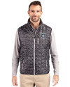  Las Vegas Raiders Mono Cutter & Buck Rainier PrimaLoft® Mens Eco Insulated Full Zip Printed Puffer Vest Black Front Thumbnail Image