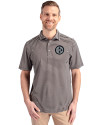 Pittsburgh Steelers Mono Cutter & Buck Virtue Eco Pique Stripe Recycled Mens Big and Tall Polo Black Front Thumbnail Image