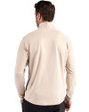 View image 23: Indianapolis Colts Monochromatic Cutter & Buck Adapt Recycled Soft Knit Stretch Mens Hybrid Quarter Zip Pullover  Wheat Heather Back