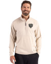 Chicago Bears Monochromatic Cutter & Buck Adapt Recycled Soft Knit Stretch Mens Hybrid Quarter Zip Pullover  Wheat Heather Front Thumbnail Image
