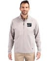 New York Giants Mono Cutter & Buck Adapt Eco Knit Hybrid Recycled Mens Quarter Zip Polished Medium Gray Front Thumbnail Image