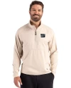 View image 13: New York Giants Monochromatic Cutter & Buck Adapt Recycled Soft Knit Stretch Mens Hybrid Quarter Zip Pullover  Wheat Heather Front