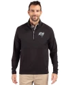Tampa Bay Buccaneers Mono Cutter & Buck Adapt Eco Knit Hybrid Recycled Mens Quarter Zip Black Front Thumbnail Image
