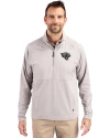 Jacksonville Jaguars Mono Cutter & Buck Adapt Eco Knit Hybrid Recycled Mens Quarter Zip Polished Medium Gray Front Thumbnail Image