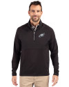 Philadelphia Eagles Mono Cutter & Buck Adapt Eco Knit Hybrid Recycled Mens Quarter Zip Black Front Thumbnail Image