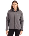 Baltimore Ravens Monochromatic Cutter & Buck Cascade Epic Comfort Recycled Sherpa Fleece Womens Full Zip Jacket Elemental Grey/Black Front Thumbnail Image