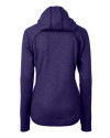 View image 18: Cutter & Buck Mainsail Sweater-Knit Womens Full Zip Hooded Jacket College Purple Heather Mannequin Back