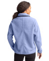 View image 9: San Francisco 49ers Monochromatic Cutter & Buck Cascade Epic Comfort Recycled Sherpa Fleece Womens Full Zip Jacket Hyacinth/Navy Blue Back