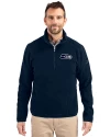 Seattle Seahawks Mono Cutter & Buck Cascade Eco Sherpa Fleece Mens Big & Tall Quarter Zip Jacket Navy Blue Front Thumbnail Image