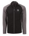 Chicago Bears Monochromatic Cutter & Buck Adapt Recycled Soft Knit Stretch Mens Big & Tall Hybrid Full Zip Jacket Black Heather/Black Mannequin Thumbnail Image