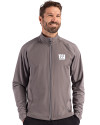 New York Giants Monochromatic Cutter & Buck Adapt Recycled Soft Knit Stretch Mens Big & Tall Hybrid Full Zip Jacket Elemental Grey Front Thumbnail Image
