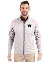 Washington Commanders Mono Cutter & Buck Adapt Eco Knit Hybrid Recycled Mens Big & Tall Full Zip Jacket Polished Medium Gray Front Thumbnail Image