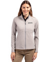 New Orleans Saints Monochromatic Cutter & Buck Adapt Recycled Soft Knit Stretch Womens Heathered Full Zip Jacket Polished Heather Front Thumbnail Image
