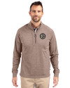 Pittsburgh Steelers Monochromatic Cutter & Buck Adapt Recycled Soft Knit Stretch Mens Heathered Quarter Zip Pullover  Mushroom Heather Front Thumbnail Image