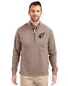 Arizona Cardinals Monochromatic Cutter & Buck Adapt Recycled Soft Knit Stretch Mens Heathered Quarter Zip Pullover  Mushroom Heather Front Thumbnail Image