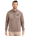 Philadelphia Eagles Monochromatic Cutter & Buck Adapt Recycled Soft Knit Stretch Mens Heathered Quarter Zip Pullover  Mushroom Heather Front Thumbnail Image