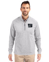 New York Giants Mono Cutter & Buck Adapt Eco Knit Heather Mens Quarter Zip Pullover Polished Heather Front Thumbnail Image