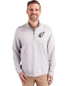 Arizona Cardinals Mono Cutter & Buck Virtue Eco Pique Micro Stripe Recycled Mens Big & Tall Quarter Zip Polished/White Front Thumbnail Image