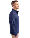 Los Angeles Rams NFL Helmet Cutter & Buck Virtue Eco Pique Micro Stripe Recycled Mens Big & Tall Quarter Zip Tour Blue/Black Side Thumbnail Image