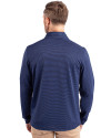 Los Angeles Rams NFL Helmet Cutter & Buck Virtue Eco Pique Micro Stripe Recycled Mens Big & Tall Quarter Zip Tour Blue/Black Back Thumbnail Image