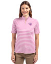 Jacksonville Jaguars Monochromatic Cutter & Buck Virtue Recycled Stripe Featherlight Pique Womens Half Zip Gelato Fuchsia Front Thumbnail Image