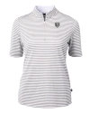 Chicago Bears Mono Cutter & Buck Virtue Eco Pique Stripe Recycled Womens Top Polished Medium Gray Mannequin Thumbnail Image