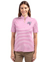 Tampa Bay Buccaneers Mono Cutter & Buck Virtue Eco Pique Stripe Recycled Womens Top Gelato Fuchsia Front Thumbnail Image