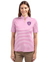  Las Vegas Raiders Mono Cutter & Buck Virtue Eco Pique Stripe Recycled Womens Top Gelato Fuchsia Front Thumbnail Image