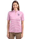 Minnesota Vikings Mono Cutter & Buck Virtue Eco Pique Stripe Recycled Womens Top Gelato Fuchsia Front Thumbnail Image