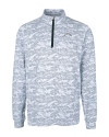 Los Angeles Chargers Mono Cutter & Buck Traverse Stretch Eco Camo Print Quarter Zip Mens Big and Tall Pullover Charcoal Mannequin Thumbnail Image