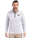 Denver Broncos Mono Cutter & Buck Traverse Stretch Eco Camo Print Quarter Zip Mens Big and Tall Pullover Charcoal Front Thumbnail Image