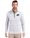 Los Angeles Rams Monochromatic Cutter & Buck Traverse Recycled Smooth Stretch Mens Big & Tall Camo Quarter Zip Pullover Charcoal Front Thumbnail Image