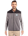 Pittsburgh Steelers Mono Cutter & Buck Cascade Eco Fleece Mens Vest Elemental Grey/Black Front Thumbnail Image