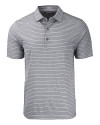 Los Angeles Chargers Mono Cutter & Buck Forge Eco Heather Stripe Stretch Recycled Mens Polo Black Heather Mannequin Thumbnail Image