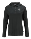 View image 7: Chicago Bears Monochromatic Cutter & Buck Coastline Recycled Double Peached Womens Hooded Pullover Black Mannequin