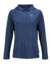 View image 15: Chicago Bears Monochromatic Cutter & Buck Coastline Recycled Double Peached Womens Hooded Pullover Navy Blue Mannequin