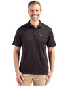 Detroit Lions Monochromatic Cutter & Buck Coastline Recycled Double Peached Mens Polo Black Front Thumbnail Image